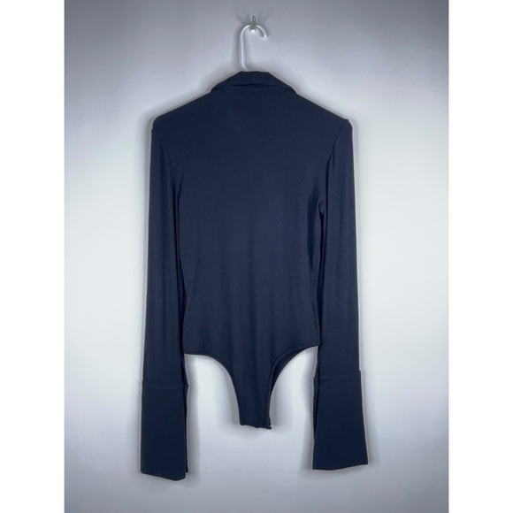 The Line by K Black Kili Bodysuit Long Sleeve Flare Sleeve Zip Front Medium - Picture 5 of 11
